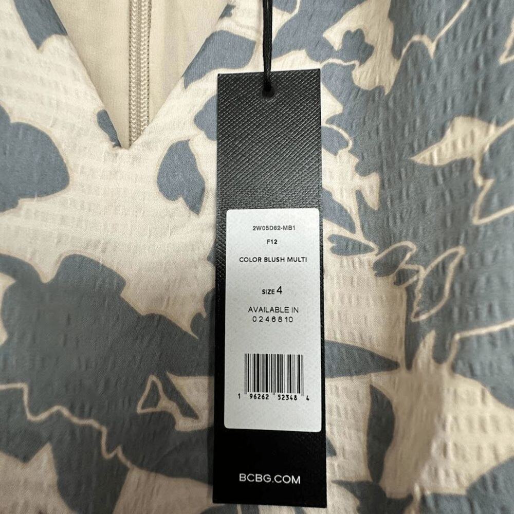 BCBGMAXAZRIA Floral Mini Dress Size 4 Long Sleeve Tie Waist NWT - Picture 6 of 13